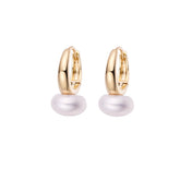 Oval Pearl Silver Hoop Earrings